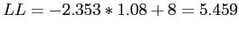 \(LL = -2.353*1.08+8 = 5.459\)