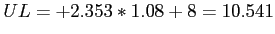 \(UL = +2.353*1.08+8 = 10.541\)